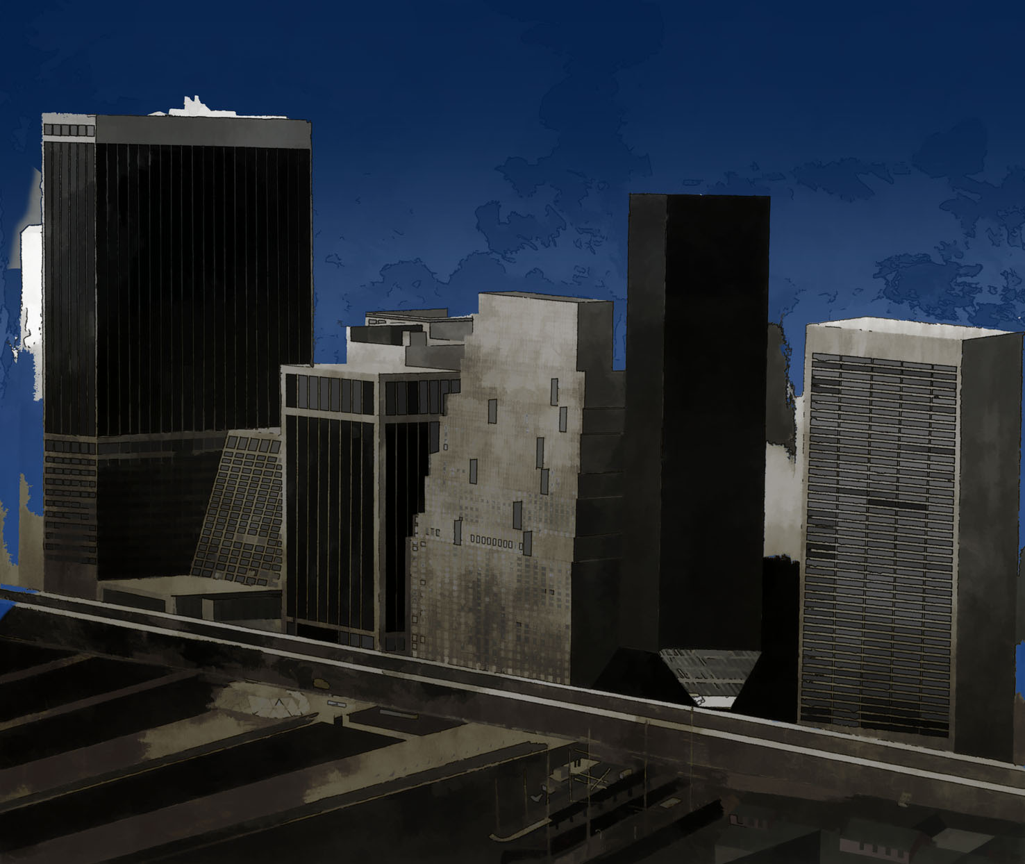 Wall Street Night, 2013. Pigment ink on paper by Jorge Castillo.