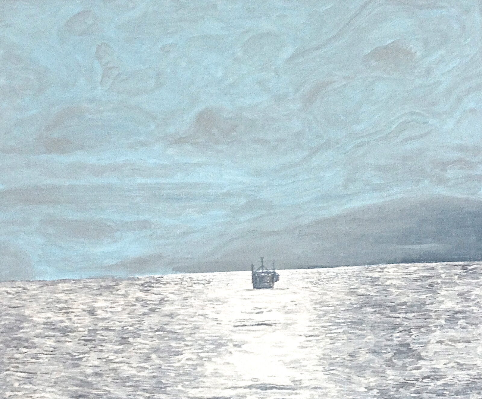Dia de pesca, 2013. Acrylic on canvas by Jorge Castillo.