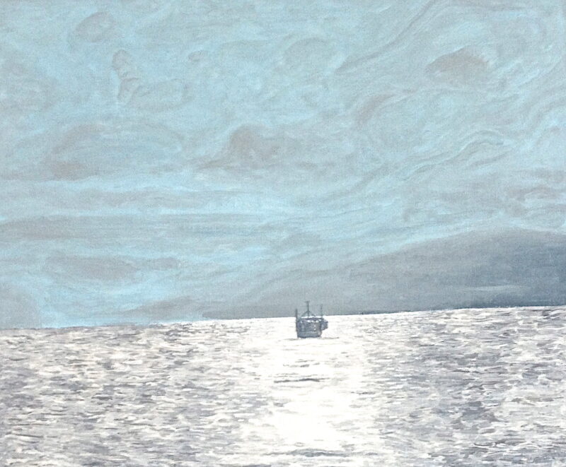 Dia de pesca, 2013. Acrylic on canvas by Jorge Castillo.