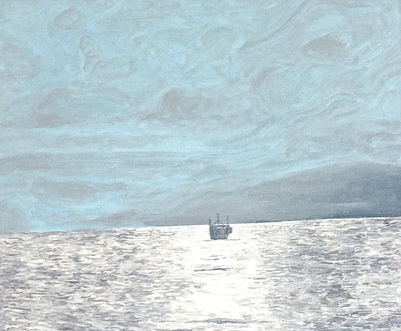 Dia de pesca, 2013. Acrylic on canvas by Jorge Castillo.