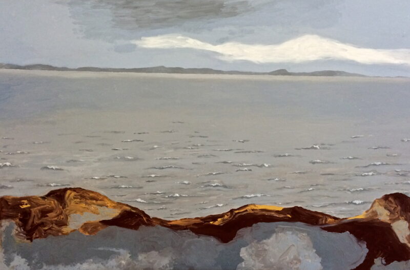 El reloj de las olas, 2014. Acrylic on canvas by Jorge Castillo.