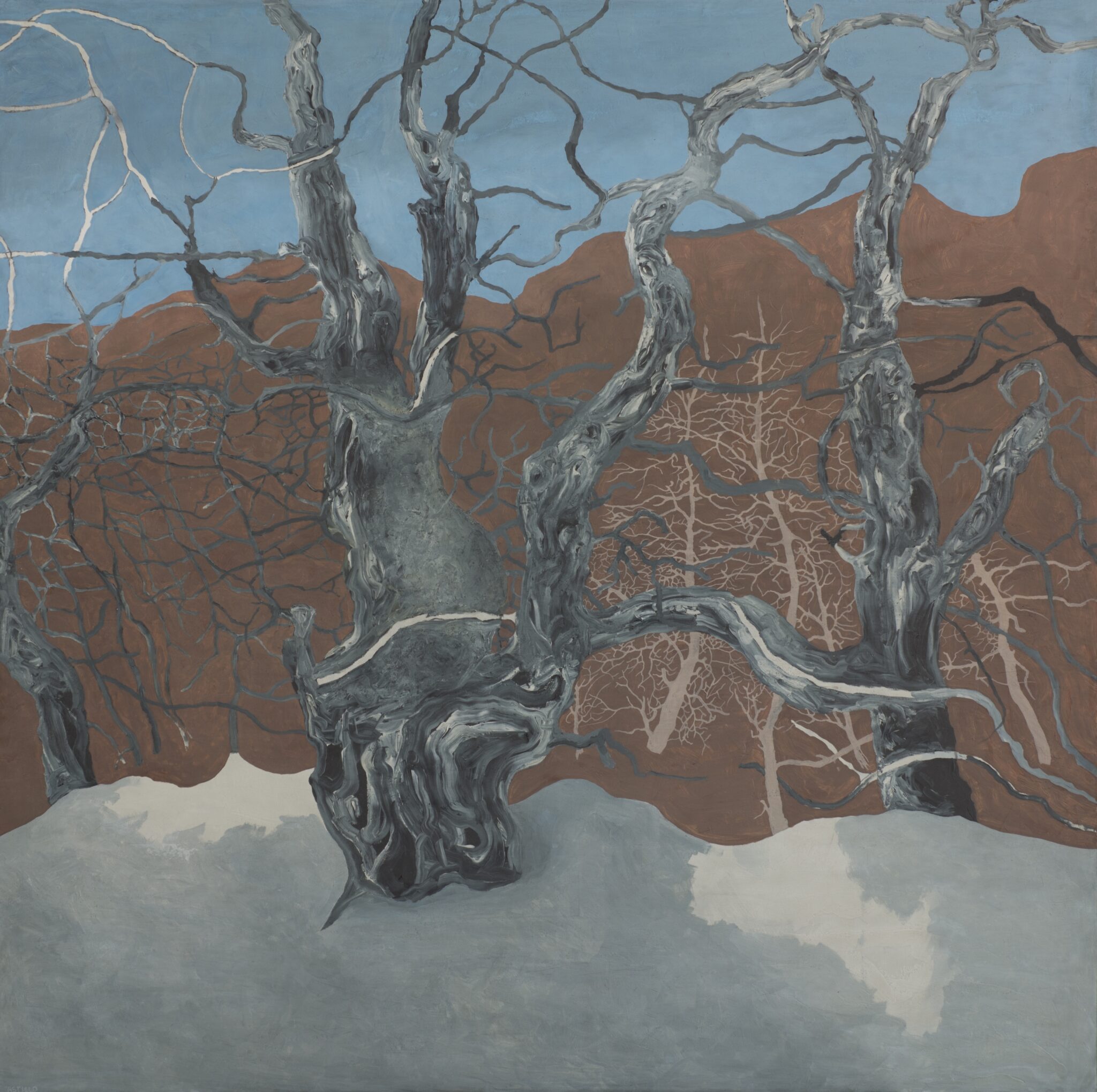 Hermosa tarde en Hittarpsrevet, el silencio de los arboles, 2014. Acrylic on canvas by Jorge Castillo.