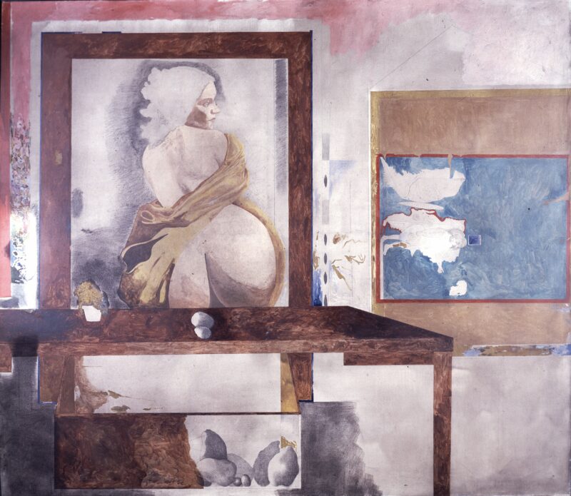 Dos pinturas en un interior, 1982. Acrylic and oil on canvas by Jorge Castillo.