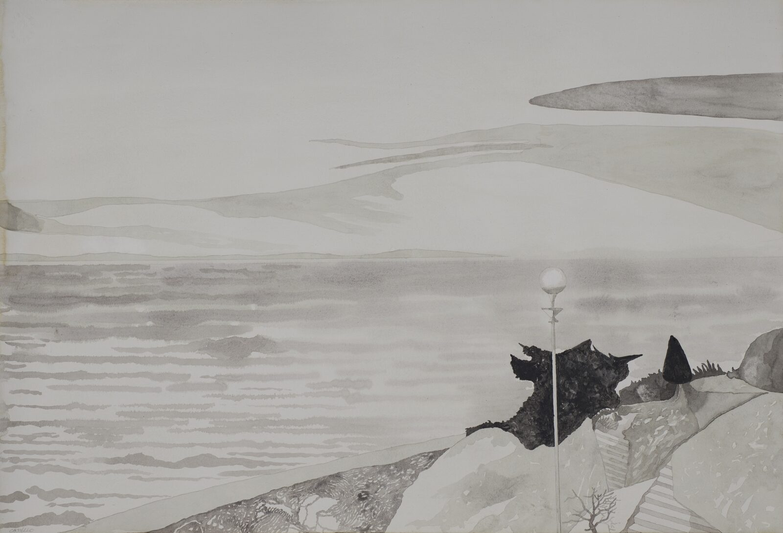 El jardín frente al mar, 2014. Watercolour on paper by Jorge Castillo.