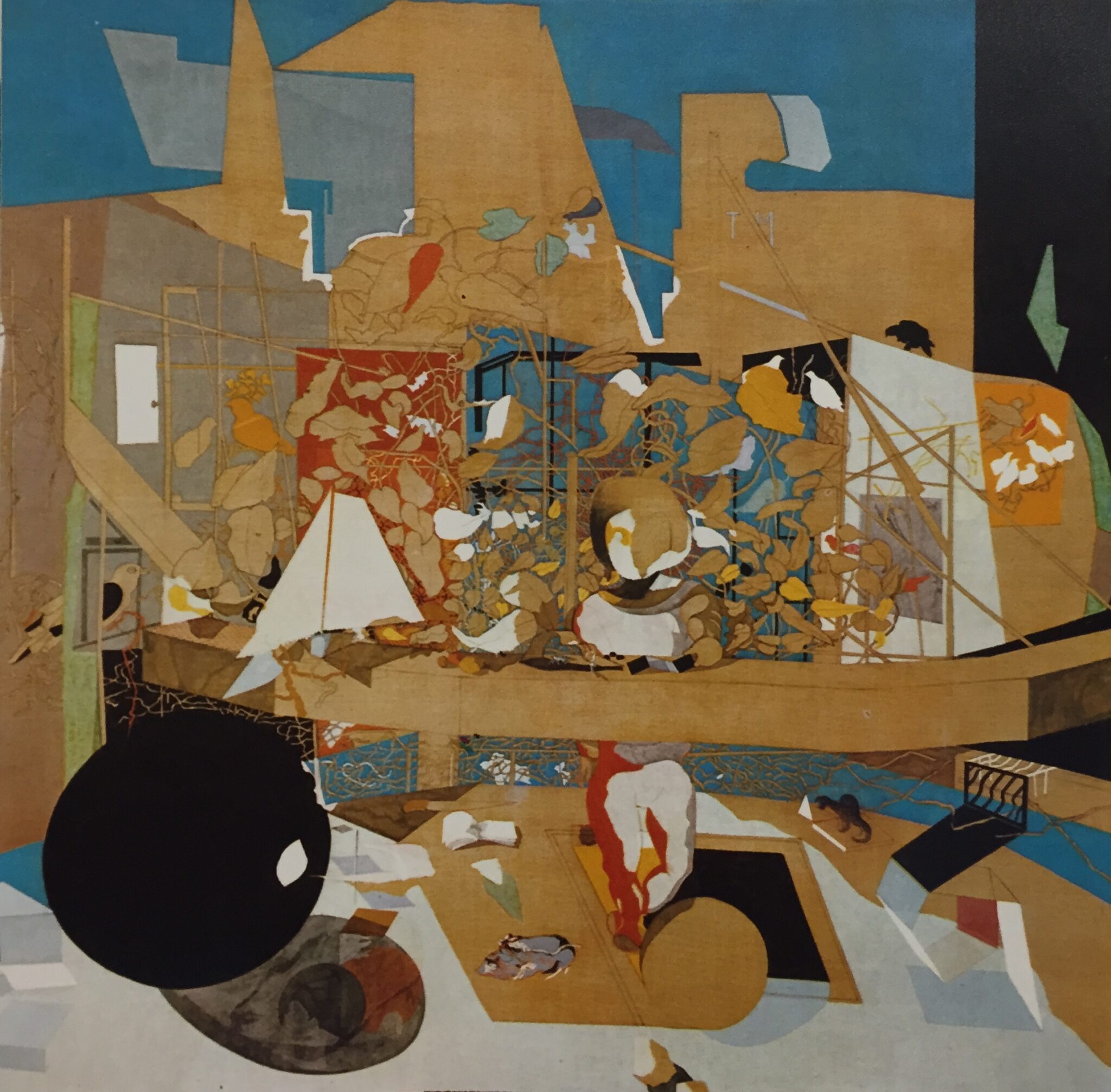 Taggio y la bola negra, 1974. Oil and tempera on canvas by Jorge Castillo.