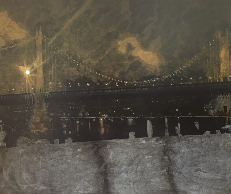 Williamsburg Bridge, 1987. Acrylic on canvas by Jorge Castillo.